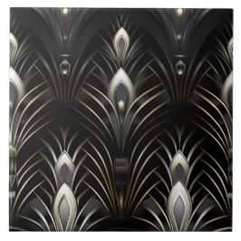 Azulejo Alas Art Deco, blanco y oro