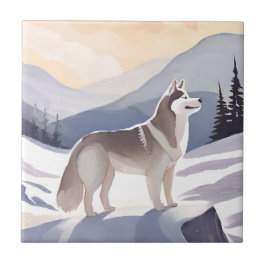 Azulejo Alaskan Husky | Dog Mountain Watercolor