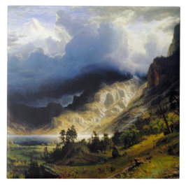 Azulejo Albert Bierstadt Una tormenta en las montañas roco