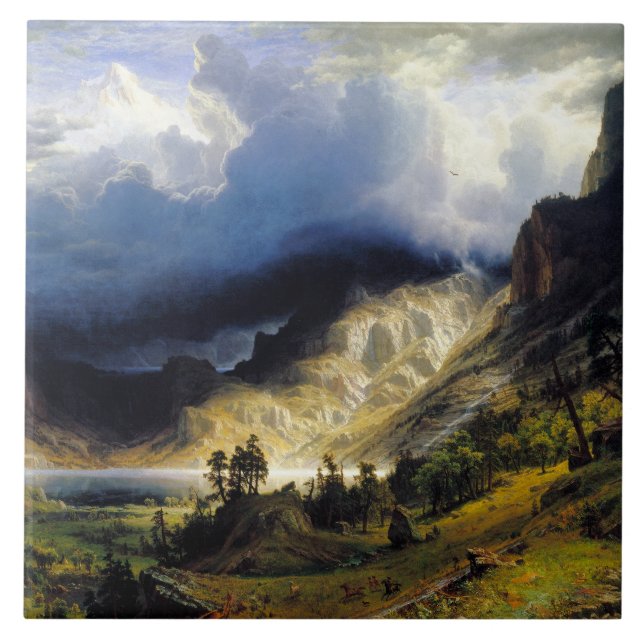 Azulejo Albert Bierstadt Una tormenta en las montañas roco (Frente)