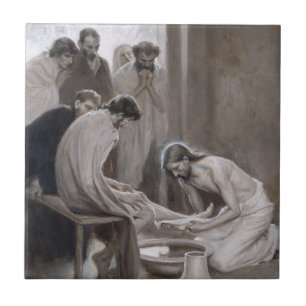 Azulejo Albert Edelfelt - Jesús lavando pies de discípulos