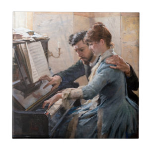 Azulejo Albert Edelfelt - Jugando el piano