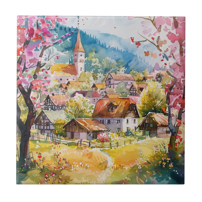 Azulejo Aldea de primavera (Frente)