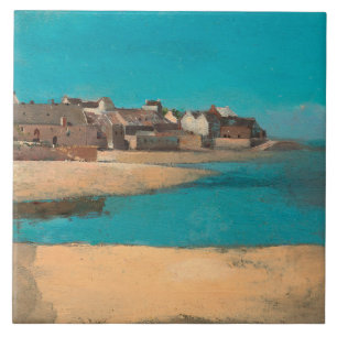 Azulejo Aldea junto al mar en Bretaña, por Odilon Redon