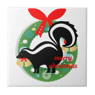 Azulejo alegre navidad skunk