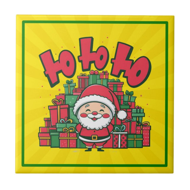 Azulejo Alegre Papá Noel de Dibujos Animados Navidad (Frente)