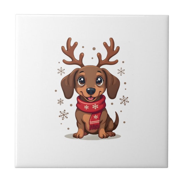 Azulejo Alegria Invernal Dachshund (Frente)