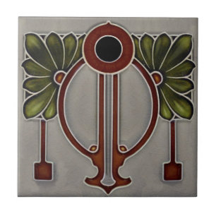 Azulejo Alemán Jugendstil Art Nouveau/Art Deco Repro Grey+