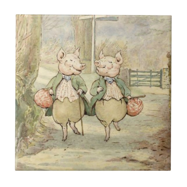 Azulejo Alexander y Pigling Bland por Beatrix Potter (Frente)