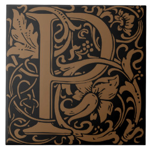 Azulejo Alfabeto Art Nouveau de William Morris letra P hoj