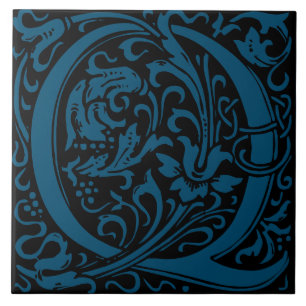 Azulejo Alfabeto Art Nouveau de William Morris Letra Q de 