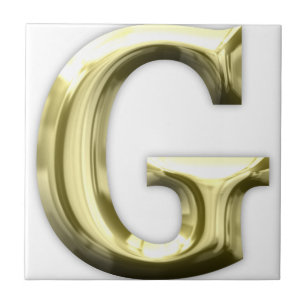 Azulejo Alfabeto brillante del oro de G de la letra de oro