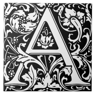 Azulejo Alfabeto floral Letra monograma a mosaico