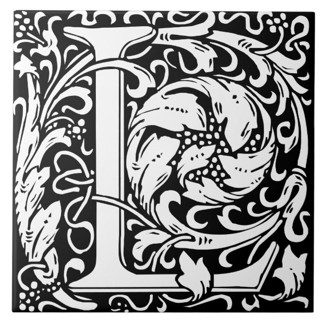 Azulejo Alfabeto floral Monograma L mosaico (Frente)