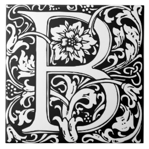 Azulejo Alfabeto floral Monograma Letra B mosaico