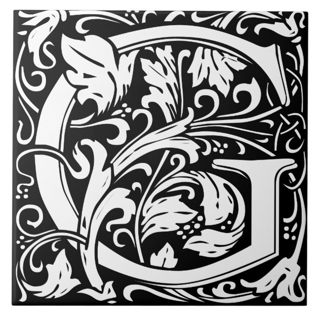 Azulejo Alfabeto floral Monograma Letra G Tile (Frente)