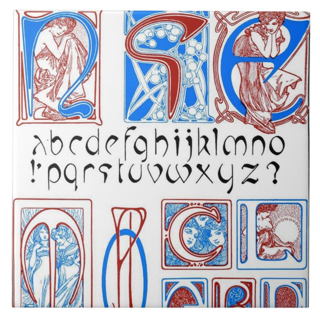 Azulejo Alfabetos de estilo Art Nouveau, Mucha (Frente)