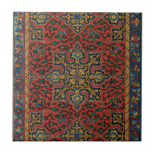 Azulejo Alfombra Persa Clásica Roja Azul