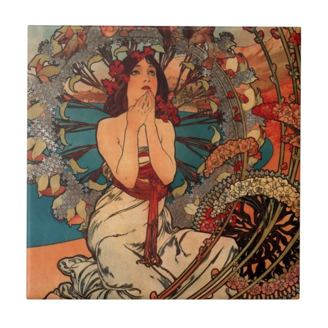Azulejo Alfons Mucha Monaco Monte Carlo (Frente)