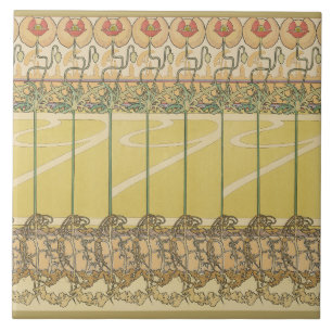Azulejo Alfonse Mucha Amapolas Papel Pintado Floral Art No