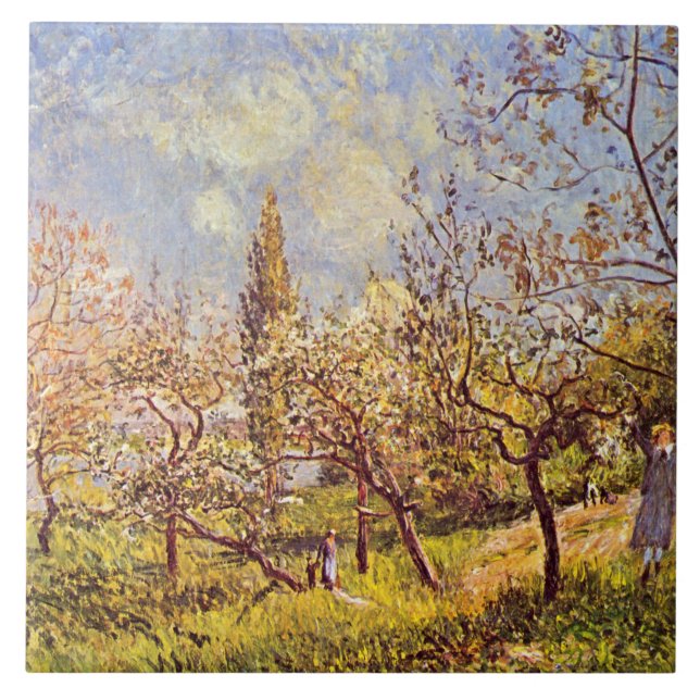 Azulejo Alfred Sisley Orchard en primavera (Frente)