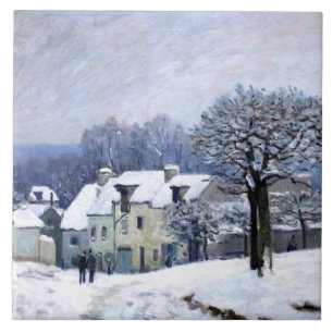 Azulejo Alfred Sisley Place du Chenil en Marly, nieve