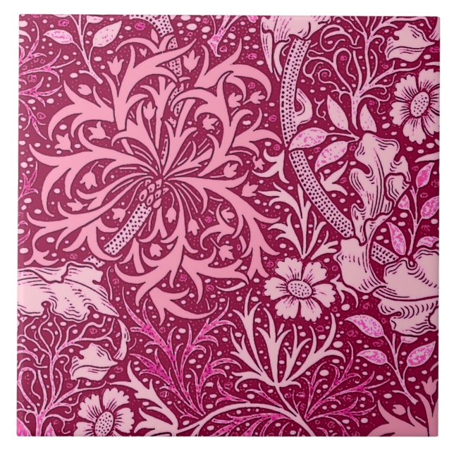 Azulejo Alga marina floral, rosa de Nouveau del arte del (Frente)