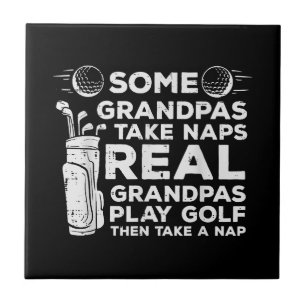 Azulejo Algunos abuelitos toman Naps Real Play Golf Funny 