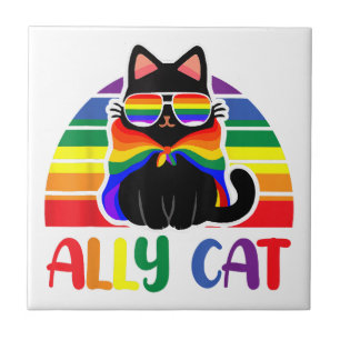 Azulejo Aliado LGBT Gato Sé Amable Arcoíris Divertido Band