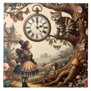 Azulejo Alice y el Gato de Cheshire: Fantasía Caprichosa d