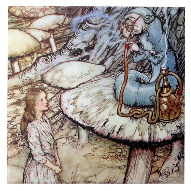Azulejo “Alice y la oruga” de Arthur Rackham (Frente)