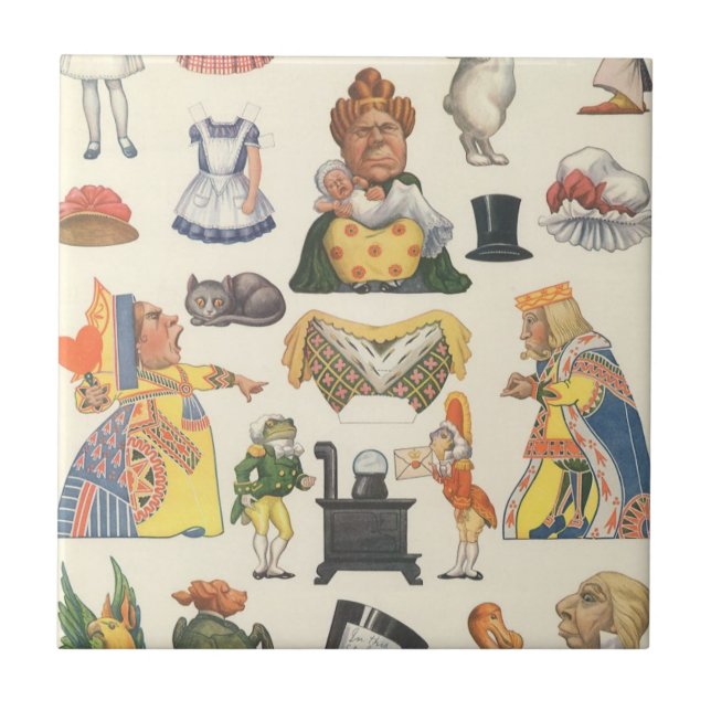 Azulejo Alicia en el país de las maravillas, muñeca de pap (Frente)