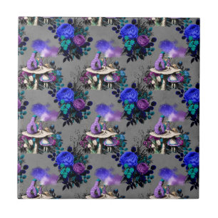 Azulejo Alicia en flores de humo de orugas de tierra de la