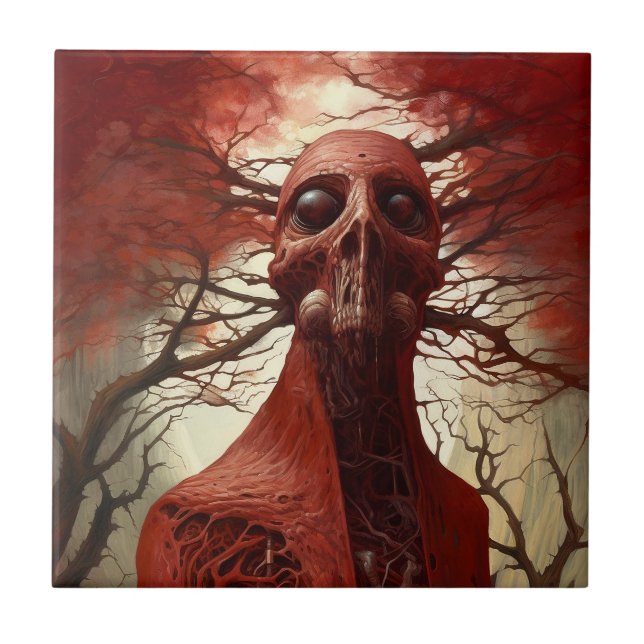 Azulejo Alien Creature Sci Horror Art (Frente)
