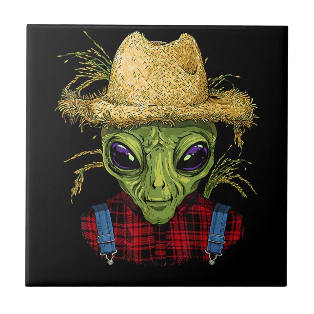 Azulejo Alien Farmer OVNI Alien Espacio Ultraterrestre Lov (Frente)