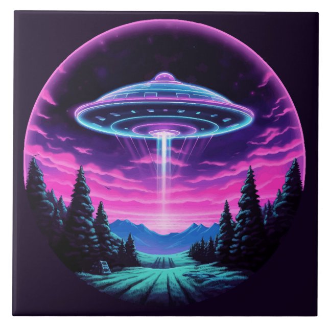 Azulejo Alien Spaceship Retro Futurista (Frente)