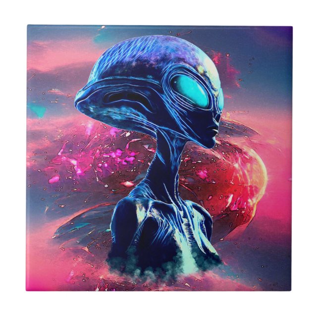 Azulejo Alien Wisdom Psychedelic Scifi Art (Frente)