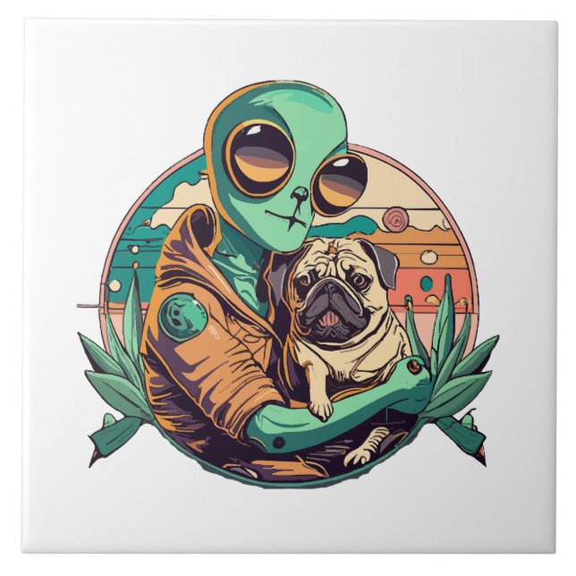 Azulejo Alienígena y Pug (Frente)