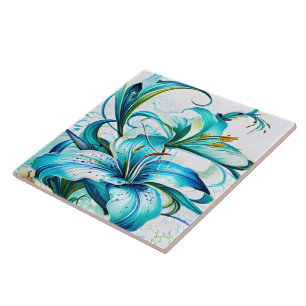Azulejo Alilies azules en arreglos artísticos florales