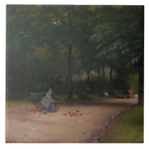 Alimentar a las aves en el parque (de Paul Peel)