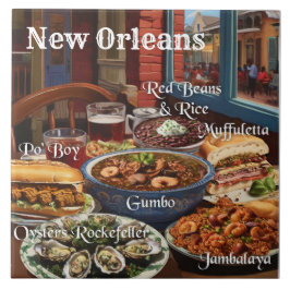 Azulejo Alimentos y platos de la cocina de Nueva Orleans C