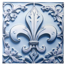 Azulejo Alivio de Fleur de Lis antigüedades Faux Blue Faux