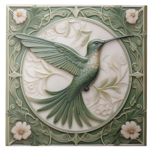 Azulejo Alivio de imitación verde sabio Art Nouveau Hummin