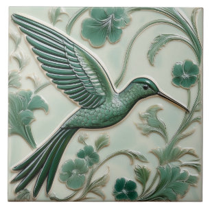 Azulejo Alivio de imitación verde sabio Art Nouveau Hummin