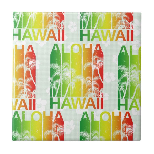 Azulejo Aloha Hawaii Retro Summer Floral (Frente)