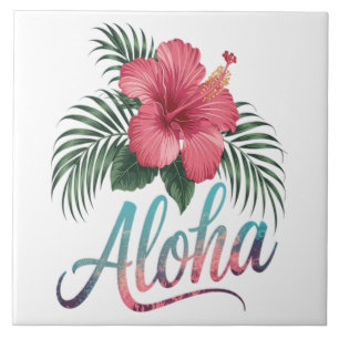 Azulejo Aloha Islas Hawaianas Hawái Flor de Hibisco