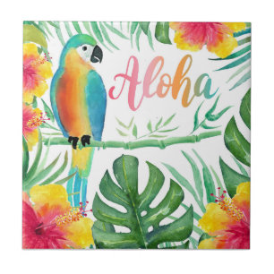 Azulejo Aloha Tropical Parrot Hibiscus Palm