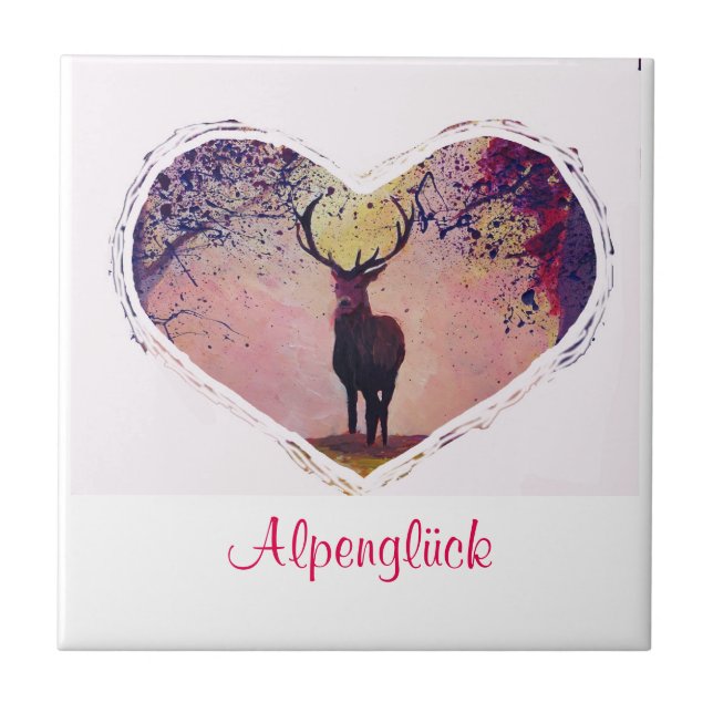 Azulejo Alpenglück Hirsch Glasuntersetzer (Frente)