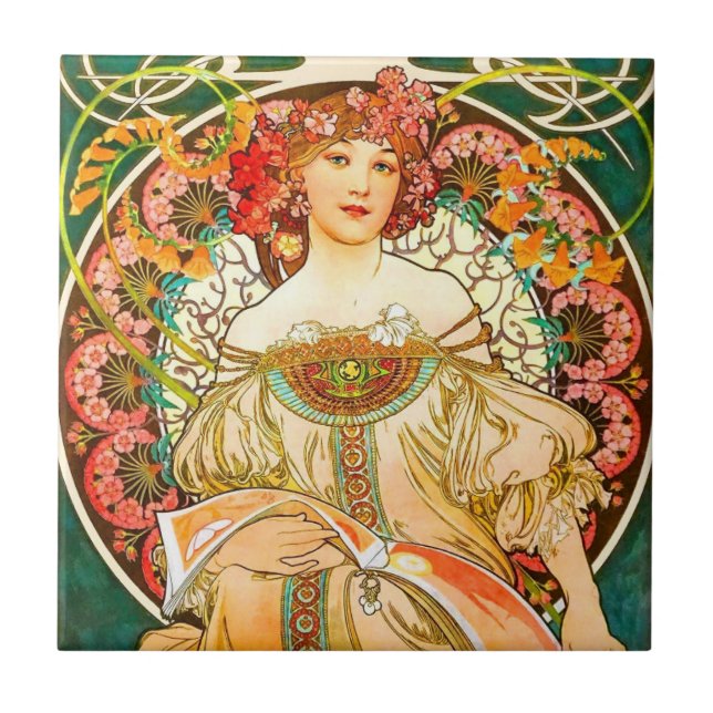 Azulejo Alphonse Mucha Art Nouveau Daydream (Frente)