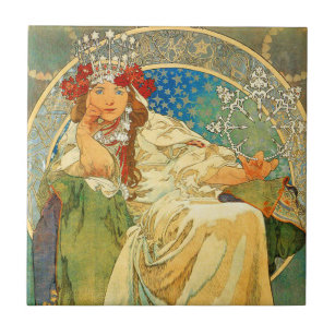 Azulejo Alphonse Mucha Art Nouveau Princess Hyacinth